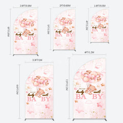 Aperturee - Aperturee Fairy Tale Pink Bearly Wait Baby Shower Half Moon Arch Backdrop
