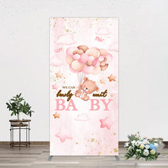 Aperturee - Aperturee Fairy Tale Pink Bearly Wait Baby Shower Rectangle Backdrop