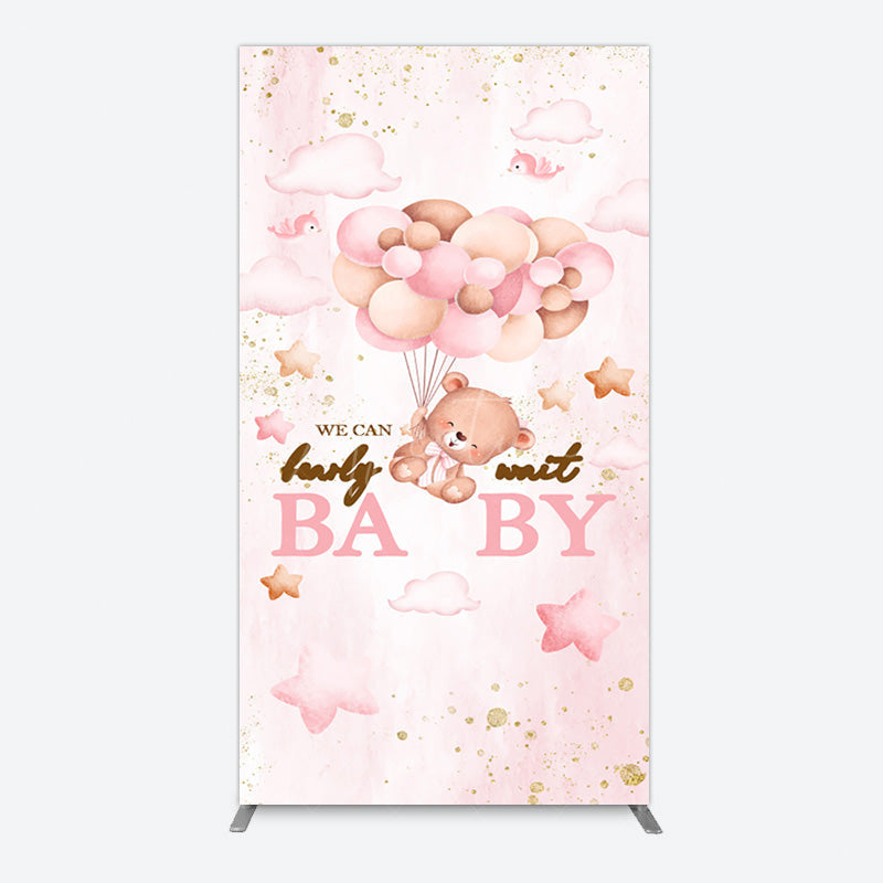 Aperturee - Aperturee Fairy Tale Pink Bearly Wait Baby Shower Rectangle Backdrop