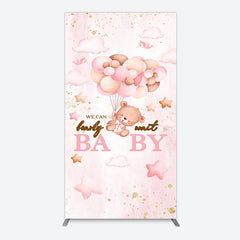 Aperturee - Aperturee Fairy Tale Pink Bearly Wait Baby Shower Rectangle Backdrop