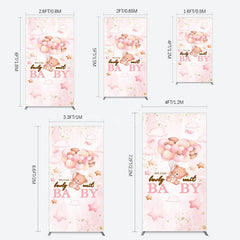 Aperturee - Aperturee Fairy Tale Pink Bearly Wait Baby Shower Rectangle Backdrop