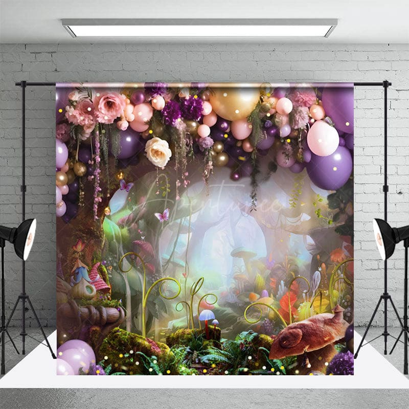 Aperturee - Aperturee Fairy Wonderland Balloons Wood Floor Room Set Backdrop
