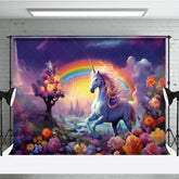 Aperturee - Aperturee Fairy Wonderland Colorful Unicorn Cake Smash Backdrop