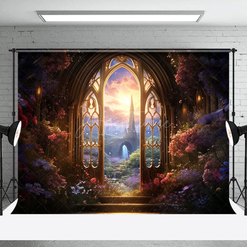 Aperturee - Aperturee Fairy Wonderland Floral Wood Floor Combo Set Backdrop