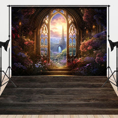 Aperturee - Aperturee Fairy Wonderland Floral Wood Floor Combo Set Backdrop