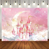 Aperturee - Aperturee Fairyland Pink Sweet Moon Lights Castle Backdrop