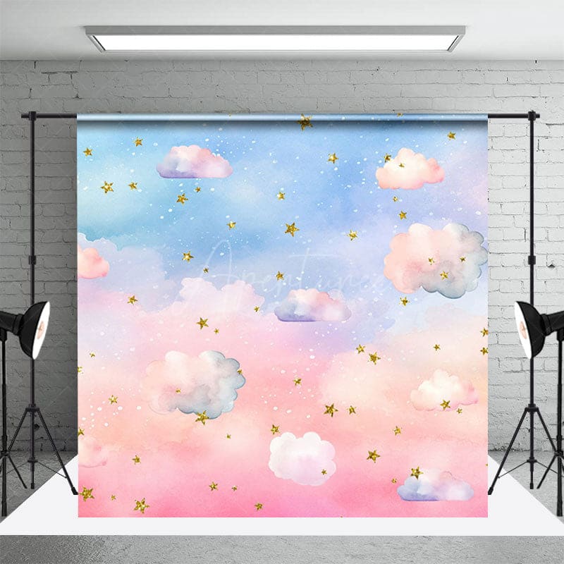 Aperturee - Aperturee Fairytale Colorful Sky Cloud Cake Room Set Backdrop
