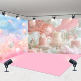 Aperturee - Aperturee Fairytale Colorful Sky Cloud Cake Room Set Backdrop