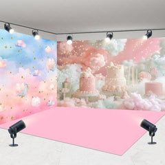 Aperturee - Aperturee Fairytale Colorful Sky Cloud Cake Room Set Backdrop