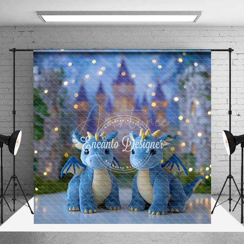 Aperturee - Aperturee Fairytale Dragons and Enchanted Castle Room Set Backdrop for Kids Birthday Cake Smash Photo Studio Background
