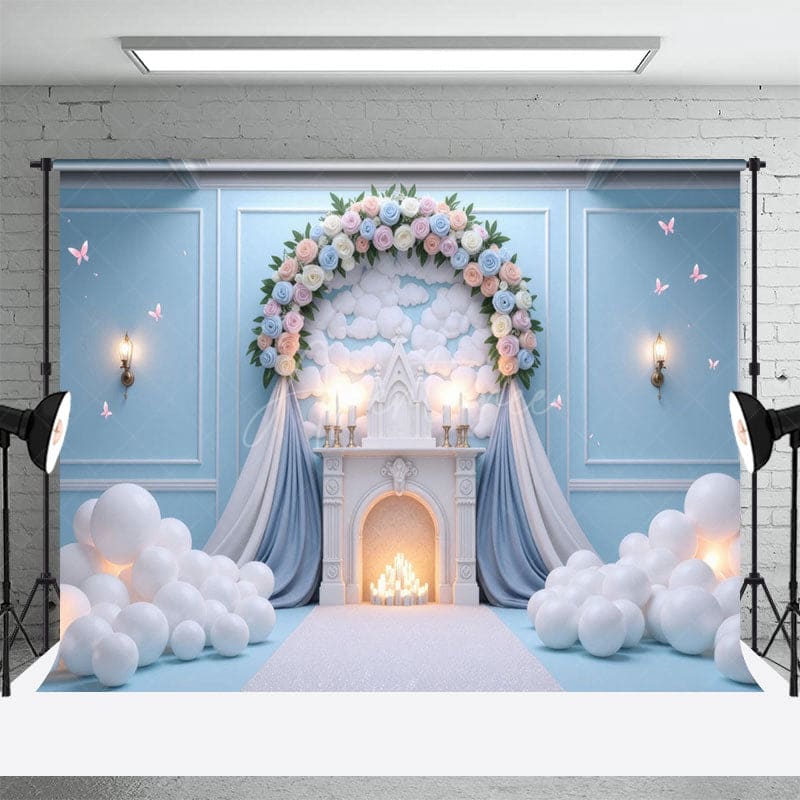 Aperturee - Aperturee Fairytale Floral Paradise Wedding Photo Backdrop