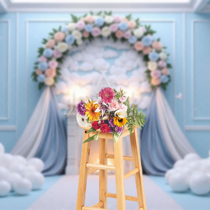 Aperturee - Aperturee Fairytale Floral Paradise Wedding Photo Backdrop