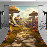 Aperturee Aperturee Fairytale Mushroom Forest Cake Smash Sweep Backdrop Whimsical Fungi Path and Scenery Enchanted Garden Photo Prop