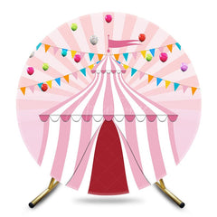 Aperturee - Aperturee Fairytale Pink Circus Tent Round Birthday Backdrop