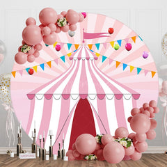 Aperturee - Aperturee Fairytale Pink Circus Tent Round Birthday Backdrop