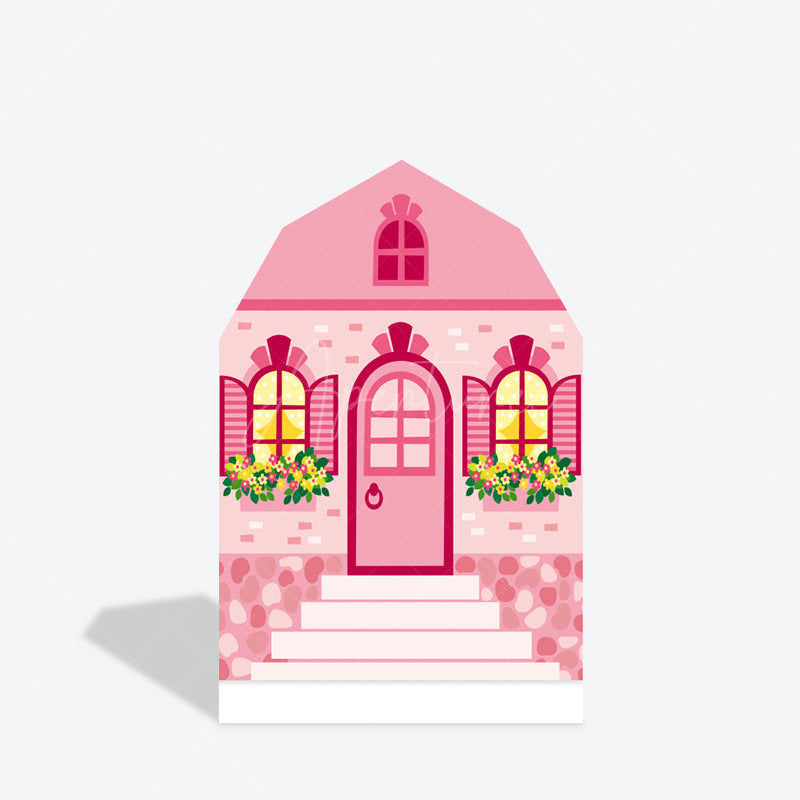 Aperturee - Aperturee Fairytale Pink Princess House Barn Door Arch Backdrop