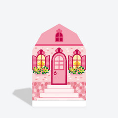 Aperturee - Aperturee Fairytale Pink Princess House Barn Door Arch Backdrop