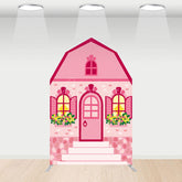 Aperturee - Aperturee Fairytale Pink Princess House Barn Door Arch Backdrop