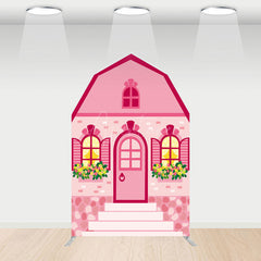 Aperturee - Aperturee Fairytale Pink Princess House Barn Door Arch Backdrop