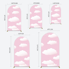 Aperturee - Aperturee Fairytale Pink White Clouds Birthday Arch Backdrop