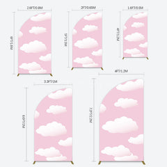 Aperturee - Aperturee Fairytale Pink White Clouds Birthday Half Moon Arch Backdrop
