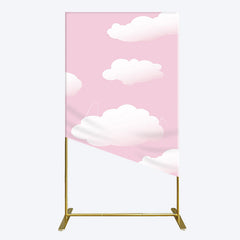 Aperturee - Aperturee Fairytale Pink White Clouds Birthday Rectangle Backdrop