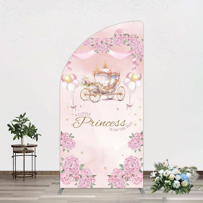 Aperturee - Aperturee Fairytale Princess Carriage Baby Shower Half Moon Arch Backdrop