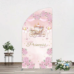 Aperturee - Aperturee Fairytale Princess Carriage Baby Shower Half Moon Arch Backdrop