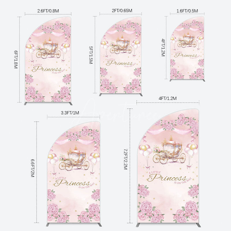 Aperturee - Aperturee Fairytale Princess Carriage Baby Shower Half Moon Arch Backdrop