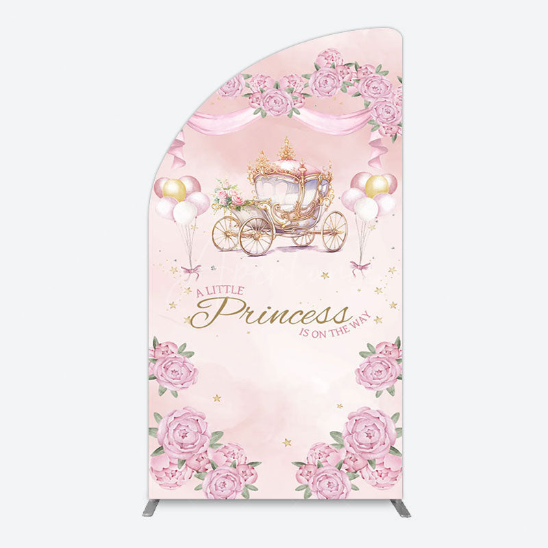 Aperturee - Aperturee Fairytale Princess Carriage Baby Shower Half Moon Arch Backdrop