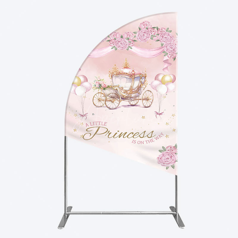 Aperturee - Aperturee Fairytale Princess Carriage Baby Shower Half Moon Arch Backdrop