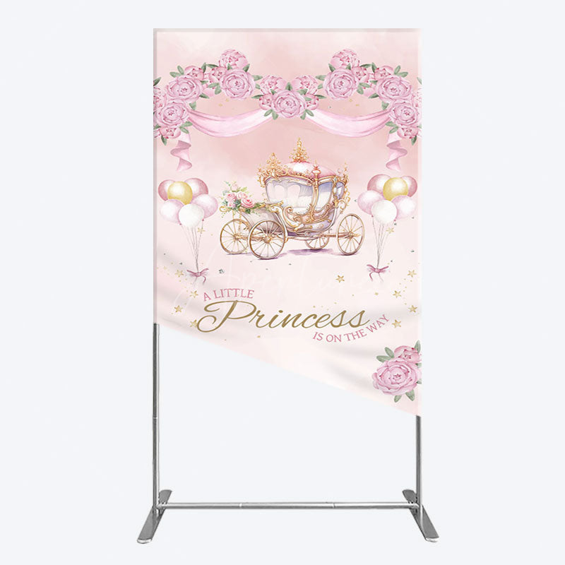 Aperturee - Aperturee Fairytale Princess Carriage Baby Shower Rectangle Backdrop