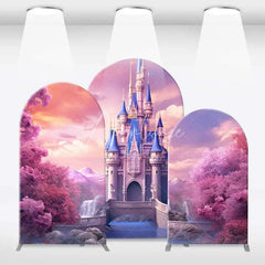 Aperturee - Aperturee Fairytale Princess Castle Arch Backdrop Magical Pink Kingdom for Girl’s Birthday Dreamy Party Photo Booth Decor