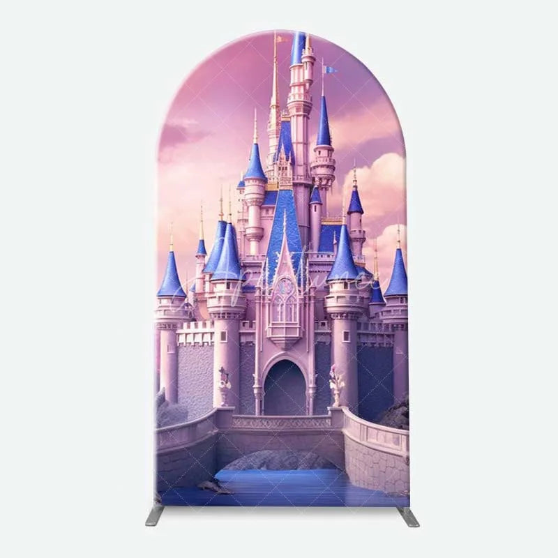 Aperturee - Aperturee Fairytale Princess Castle Arch Backdrop Magical Pink Kingdom for Girl’s Birthday Dreamy Party Photo Booth Decor