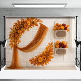 Aperturee - Aperturee Fall Flowers Boho Circle Clean Wedding Backdrop