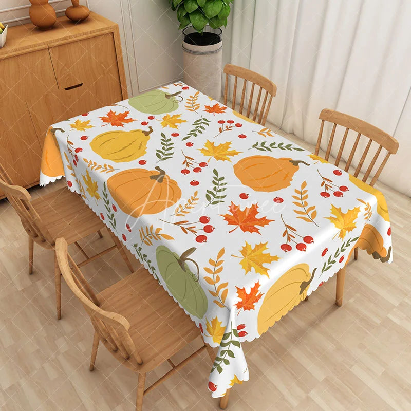 Aperturee - Aperturee Fall Harvest Pumpkin Patch Rectangle Tablecloth for Thanksgiving Dinner and Autumn Themed Party Decor