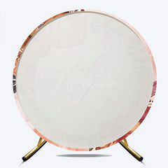 Aperturee - Aperturee Fall in Love Round Wedding Backdrop Autumn Pumpkins and Flowers Wreath Rustic Themed Engagement Party Decor