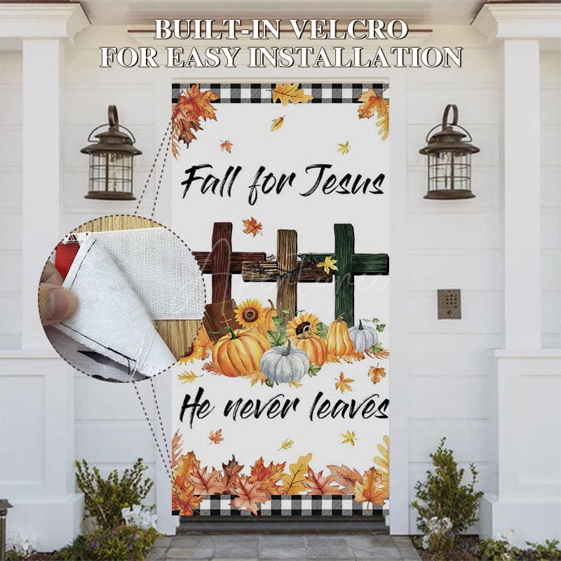 Aperturee - Aperturee Fall For Jesus Pumpkin Fall Thanksgiving Door Cover