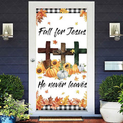 Aperturee - Aperturee Fall For Jesus Pumpkin Fall Thanksgiving Door Cover