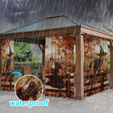 Aperturee - Aperturee Fall Maple Farm Waterproof Printed Outdoor Curtains