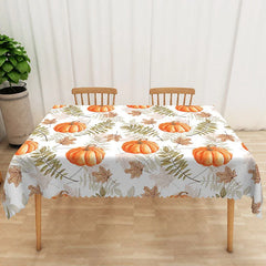 Aperturee - Aperturee Fall Pumpkin and Maple Leaves Tablecloth Rustic Autumn Decor for Thanksgiving Dinner and Harvest Parties