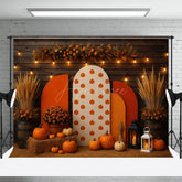 Aperturee - Aperturee Fall Pumpkins Sweet Wooden Boho Wedding Backdrop
