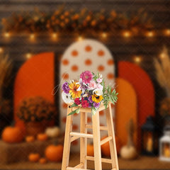 Aperturee - Aperturee Fall Pumpkins Sweet Wooden Boho Wedding Backdrop