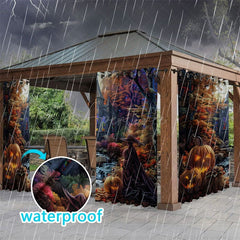 Aperturee - Aperturee Fall Pumpkins Waterproof Printed Outdoor Curtains