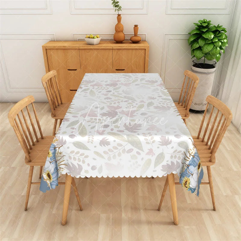 Aperturee - Aperturee Fall Rectangle Tablecloth Autumn Leaves and Sunflower Thanksgiving Farmhouse Table Cover Decor
