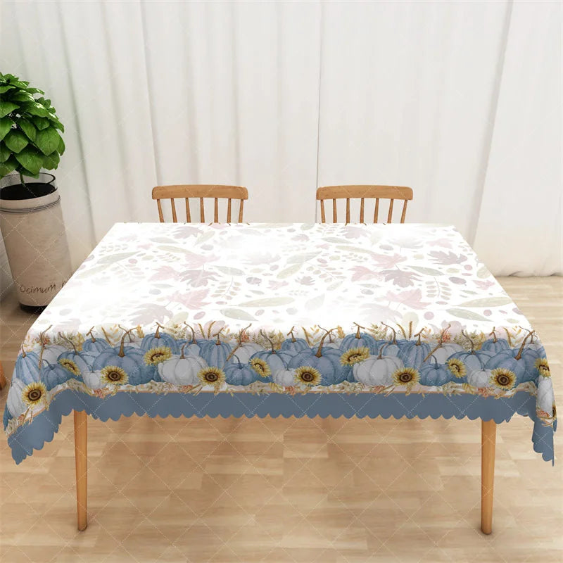Aperturee - Aperturee Fall Rectangle Tablecloth Autumn Leaves and Sunflower Thanksgiving Farmhouse Table Cover Decor