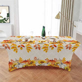 Aperturee - Aperturee Fall Thanksgiving Watercolor Pumpkin Stretch Table Cover