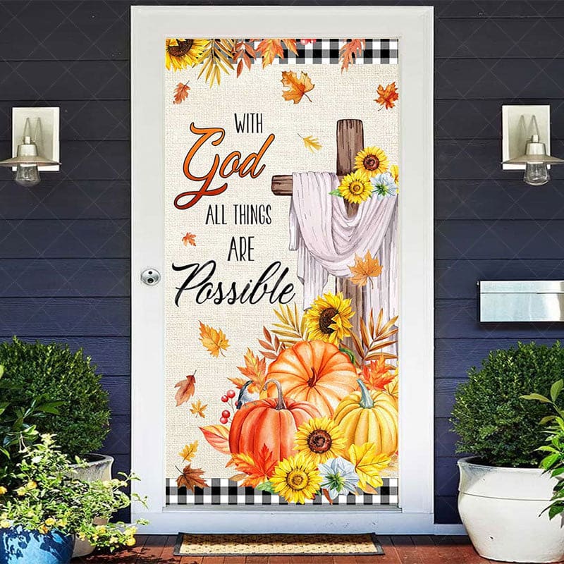 Aperturee - Aperturee Fall With God Things Possible Thanksgiving Door Cover