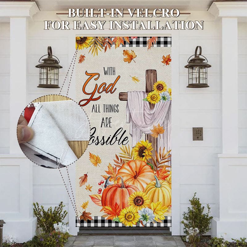Aperturee - Aperturee Fall With God Things Possible Thanksgiving Door Cover