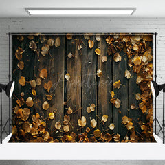 Aperturee - Aperturee Fallen Ginkgo Leaves Wooden Floor Autumn Backdrop